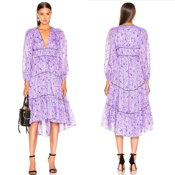 Ulla Johnson | Joan Purple Floral Midi Dress - Picture 2 of 8